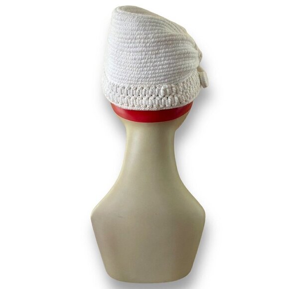 Vintage 1940s Everitt Needlepoint Womens White Beehive Tilt Hat Sculpted Toque - Picture 7 of 16